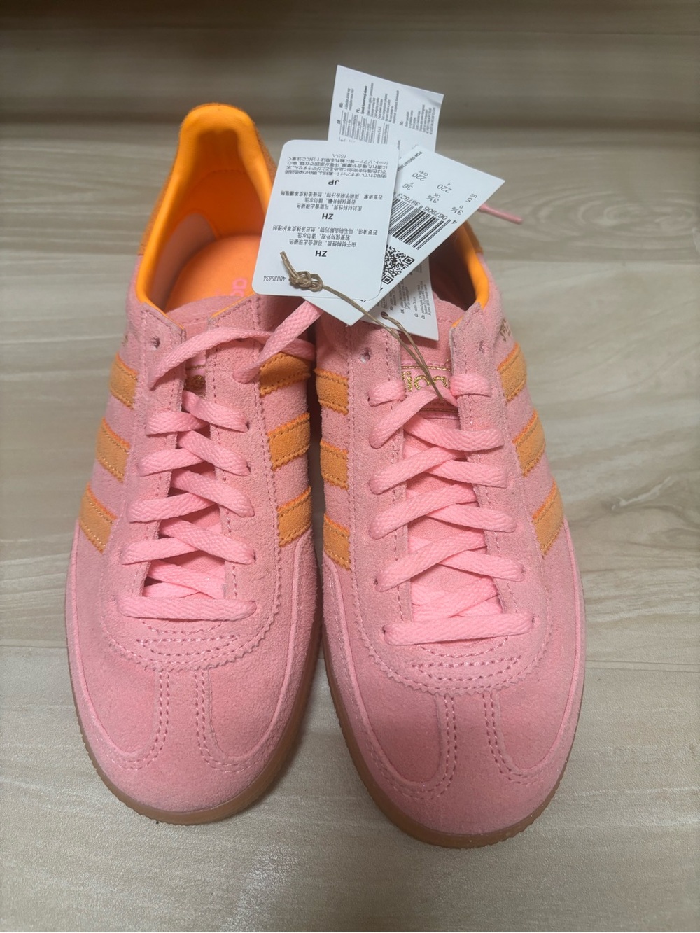 Adidas Handball Spezial JR3606 Pink Orange Suede Sneakers NWT Sz 5